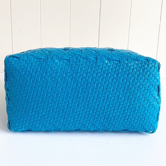 NWT Maria Victoria Elva Turquoise Blue Woven PVC Handbag Tote Mexico - Picture 14 of 15
